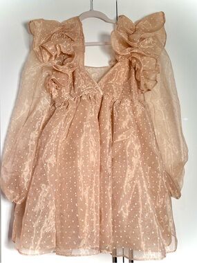 NWT Selkie The Sugarfrill dress brown and white polka dot